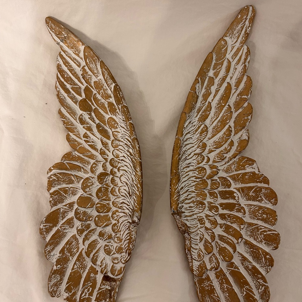 Gold and White Angel Wings Wall Decor